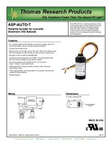 Thomas Research Products  SSL Solutions Faster Than The Speed Of Light ® ASP-AUTO-T