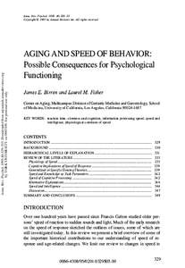 Aging and Speed of Behavior: Possible Consequences for Psychological Functioning
