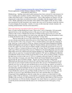 Southern Campaign American Revolution Pension Statements & Rosters Pension application of Mark Dedmon (Dedman) W3960 Hannah fn50NC Transcribed by Will Graves[removed]Methodology: Spelling, punctuation and/or grammar hav