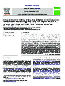 Applied Geochemistry–504  Contents lists available at ScienceDirect Applied Geochemistry journal homepage: www.elsevier.com/locate/apgeochem