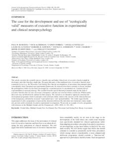 Journal of the International Neuropsychological Society (2006), 12, 194–209. Copyright © 2006 INS. Published by Cambridge University Press. Printed in the USA. DOI: 10.10170S1355617706060310 SYMPOSIUM