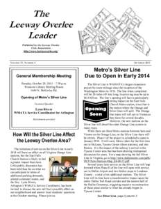 The Leeway Overlee Leader Published by the Leeway Overlee Civic Association http://www.leewayoverlee.org/