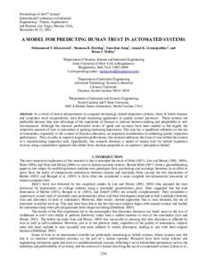 Proceedings of the 8th Annual International Conference on Industrial Engineering – Theory, Applications and Practice, Las Vegas, Nevada, USA, November 10-12, 2003