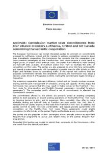 EUROPEAN COMMISSION  PRESS RELEASE Brussels, 21 December[removed]Antitrust: Commission market tests commitments from