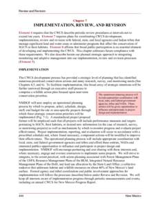 Review and Revision  Chapter 7 IMPLEMENTATION, REVIEW, AND REVISION Element 6 requires that the CWCS describe periodic review procedures at intervals not to