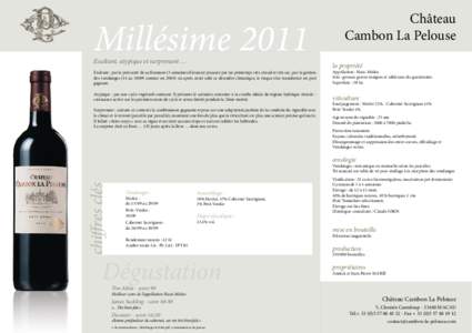 Millésime 2011 Exaltant, atypique et surprenant … Exaltant : par la précocité de sa floraison (3 semaines d’avance) poussée par un printemps très chaud et très sec, par la gestion des vendanges (14 au[removed]co