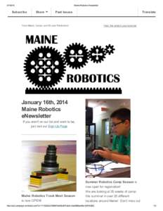 Maine Robotics Newsletter Subscribe