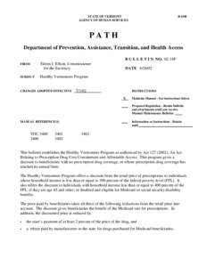 STATE OF VERMONT AGENCY OF HUMAN SERVICES R[removed]PATH