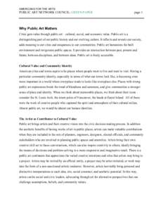 AMERICANS FOR THE ARTS  PUBLIC ART NETWORK COUNCIL: GREEN PAPER page 1