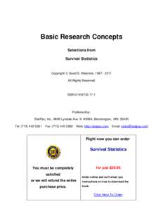 Basic Research Concepts Selections from Survival Statistics Copyright © David S. Walonick, [removed]All Rights Reserved