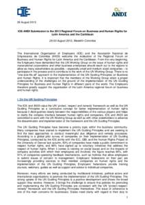 26 August[removed]IOE-ANDI Submission to the 2013 Regional Forum on Business and Human Rights for Latin America and the Caribbean[removed]August 2013, Medellín Colombia