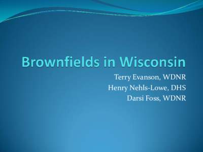 Terry Evanson, WDNR Henry Nehls-Lowe, DHS Darsi Foss, WDNR Overview of today’s discussion  Introduction to