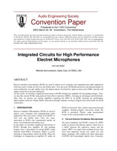 Integrated Circuits for High Performance Electret Microphones (PDF)