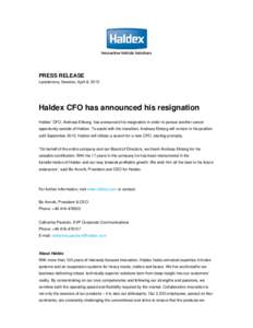 Microsoft Word - Haldex CFO has announced his resignation.docx