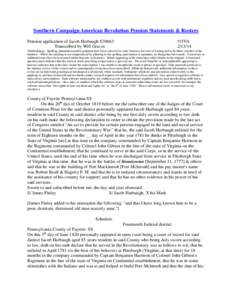 Southern Campaign American Revolution Pension Statements & Rosters Pension application of Jacob Harbaugh S39663 Transcribed by Will Graves f15VA[removed]