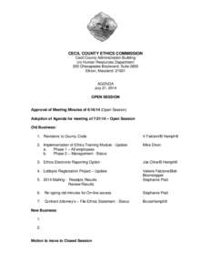 CECIL COUNTY ETHICS COMMISSION Cecil County Administration Building c/o Human Resources Department 200 Chesapeake Boulevard, Suite 2800 Elkton, Maryland 21921