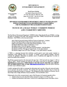 PUBLIC NOTICE:  30-Day Public Comment Period and Community Meeting - DRAFT Sacramento Mountains TMDLs