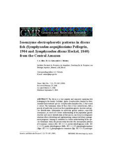 Isoenzyme electrophoretic patterns in discus fish (Symphysodon aequifasciatus Pellegrin, 1904 and Symphysodon discus Heckel, 1840)