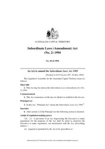 AUSTRALIAN CAPITAL TERRITORY  Subordinate Laws (Amendment) Act (No[removed]No. 20 of 1994