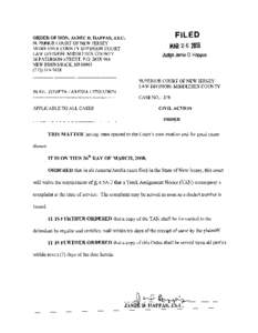 FILED  ORDER OF HON. JAMIE D. HAPPAS, J.S.C. SUPERIOR COURT OF NEW JERSEY MIDDLESEX COUNTY SUPERIOR COURT LAW DIVISION: MIDDLESEX COUNTY