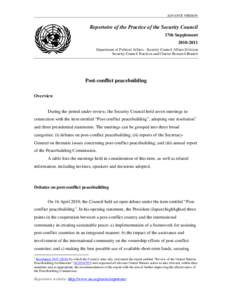 Social psychology / United Nations Department of Political Affairs / Security sector reform / United Nations Security Council Resolution / United Nations Peacebuilding Fund / United Nations / Peace / Peacebuilding