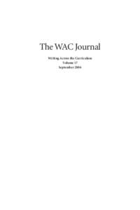 The WAC Journal Writing Across the Curriculum Volume 17 September 2006  Editor