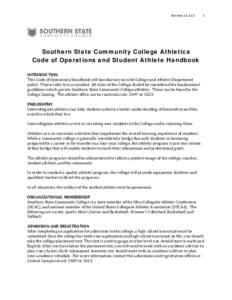 Revised[removed]Southern State Community College Athletics Code of Operations and Student Athlete Handbook