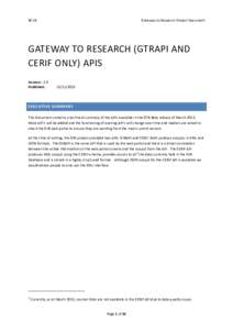 RCUK  Gateway to Research Project Document GATEWAY TO RESEARCH (GTRAPI AND CERIF ONLY) APIS
