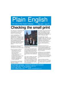 Plain English The voice of Plain English Campaign May 2008 Issue 72  Checking the small print