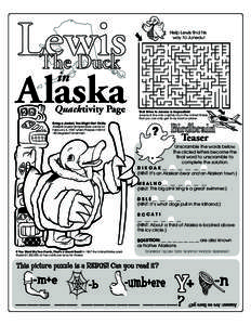 Lewis The Duck Alaska  Help Lewis find his