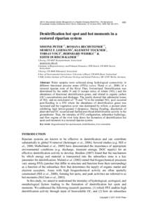 GQ10: Groundwater Quality Management in a Rapidly Changing World (Proc. 7th International Groundwater Quality Conference held in Zurich, Switzerland, 13–18 June[removed]IAHS Publ 342, [removed]Denitrification hot spot