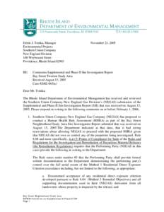 RI DEM/Waste Management- Comments re: Bay Street Tiverton Supplemental and Phase II Site Investigation Report