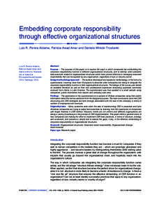 Embedding corporate responsibility through effective organizational structures Luis R. Perera Aldama, Patricia Awad Amar and Daniela Winicki Trostianki Abstract