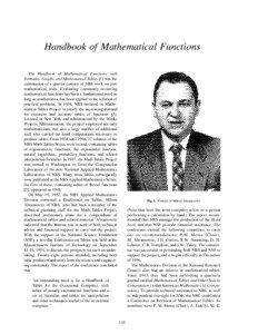 Handbook of Mathematical Functions The Handbook of Mathematical Functions with Formulas, Graphs, and Mathematical Tables [1] was the