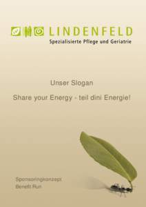 Unser Slogan Share your Energy - teil dini Energie! Sponsoringkonzept Benefit Run