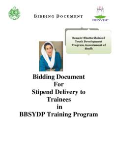 BIDDING DOCUMENT  Benazir Bhutto Shaheed Youth Development Program, Government of Sindh