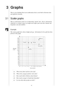 MEP Y7 Practice Book A  3 Graphs This is a key building block in in mathematics that is used both to illustrate data and algebraic formulae.