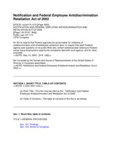 Notification and Federal Employee Antidiscrimination Retaliation Act of 2002