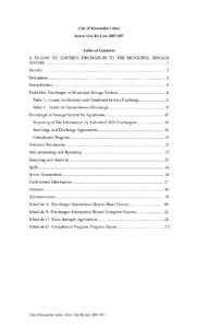 City of Kawartha Lakes Sewer Use By-Law[removed]Table of Contents A BY-LAW TO CONTROL DISCHARGES TO THE MUNICIPAL SEWAGE SYSTEM ...........................................................................................