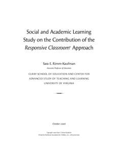 Social and Academic Learning Study on the RC Approach