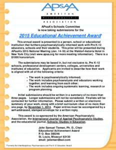 Education Award announcement 2015