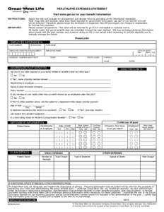 HEALTHCARE EXPENSES STATEMENT Visit www.gwl.ca for your benefit information INSTRUCTIONS: IMPORTANT: