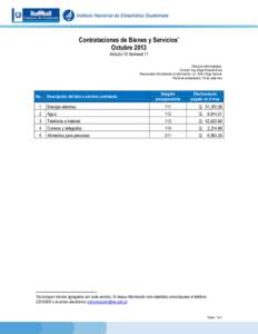 Contrataciones de Bienes y Servicios* Octubre 2013 Artículo 10 Numeral 11 Dirección Administrativa. Director: Ing. Edgar Rolando Elías Responsable de actualizar la información: Lic. Victor Hugo Asencio