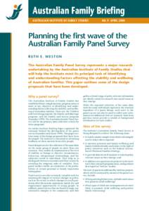 Australian Family Briefing AUSTRALIAN INSTITUTE OF FAMILY STUDIES NO. 9 APRIL[removed]Planning the first wave of the