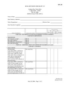 SPA 28 RCRA REVISION CHECKLIST 215 Cathode Ray Tubes Rule 71 FR[removed]July 28, 2006 (RCRA Cluster XVII, HSWA)