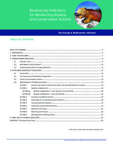 Biodiversity Indicators for Monitoring Impacts and Conservation Actions The Energy & Biodiversity Initiative TABLE OF CONTENTS