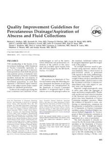 Quality Improvement Guidelines for Percutaneous Drainage/Aspiration of Abscess and Fluid Collections