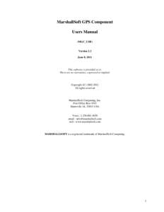 MarshallSoft GPS Component Users Manual (MGC_USR) Version 2.2 June 8, 2011