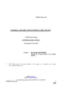 [removed]Presse[removed]GENERAL AFFAIRS AND EXTERNAL RELATIONS * 2518th Council meeting