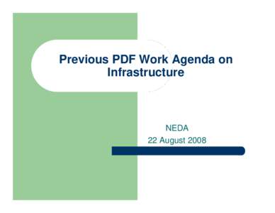 Work Agenda of the  PDF-Infrastructure Working Group